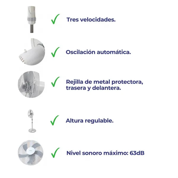 Ventilador de Pie 5 Aspas Blanco 50W