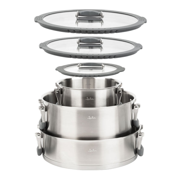 Batería de Cocina de Acero Inoxidable Apilable HBAT2552 - 6 Piezas marca Jata