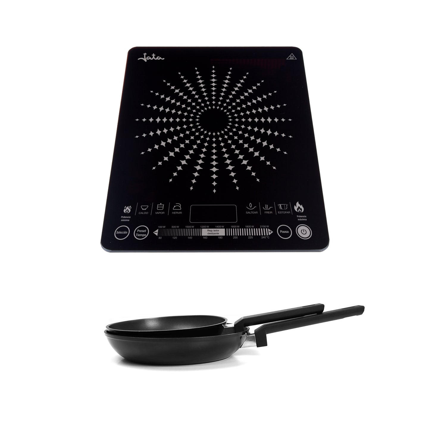 Cocina Eléctrica de Inducción Jata con 2 Sartenes Antiadherentes | Pack Completo