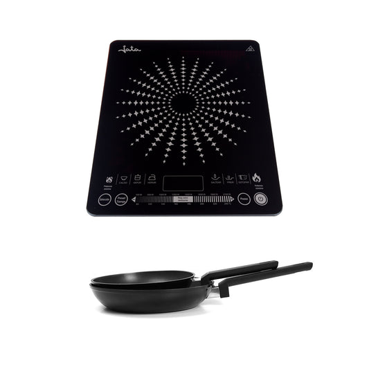 Cocina Eléctrica de Inducción Jata con 2 Sartenes Antiadherentes | Pack Completo