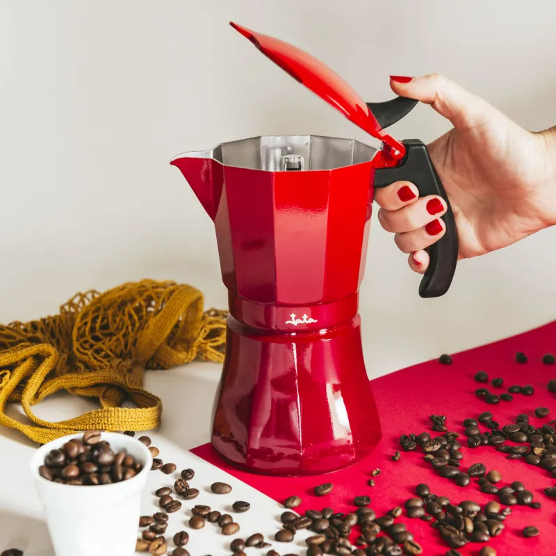 Cafetera Italiana Inducción Roja Jata Vulcano HCAF2006 (6 Tazas)