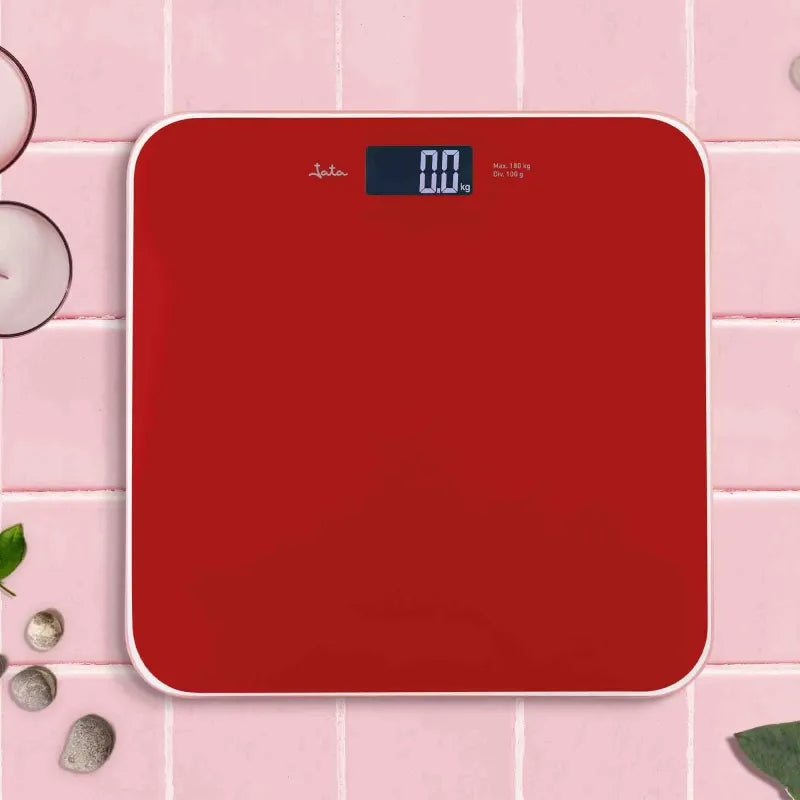 Moderna Pesa Baño Electrónica Vidrio Templado Roja
