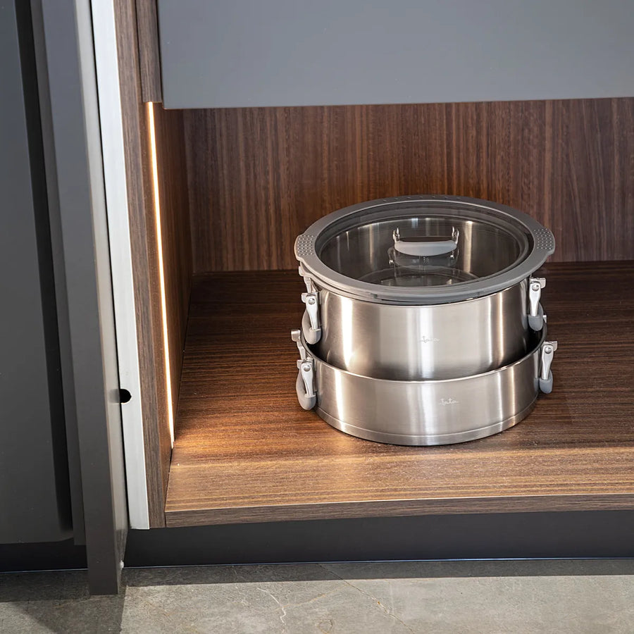 Batería de Cocina de Acero Inoxidable Apilable HBAT2552 - 6 Piezas marca Jata