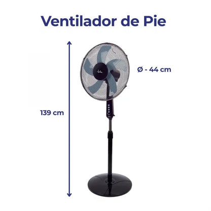 Ventilador de Pie 5 Aspas Negro 50W - Total home Chile